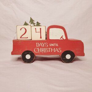 Primitives by Kathy Christmas Countdown Red Farm Truck Country Advent Wood Decor